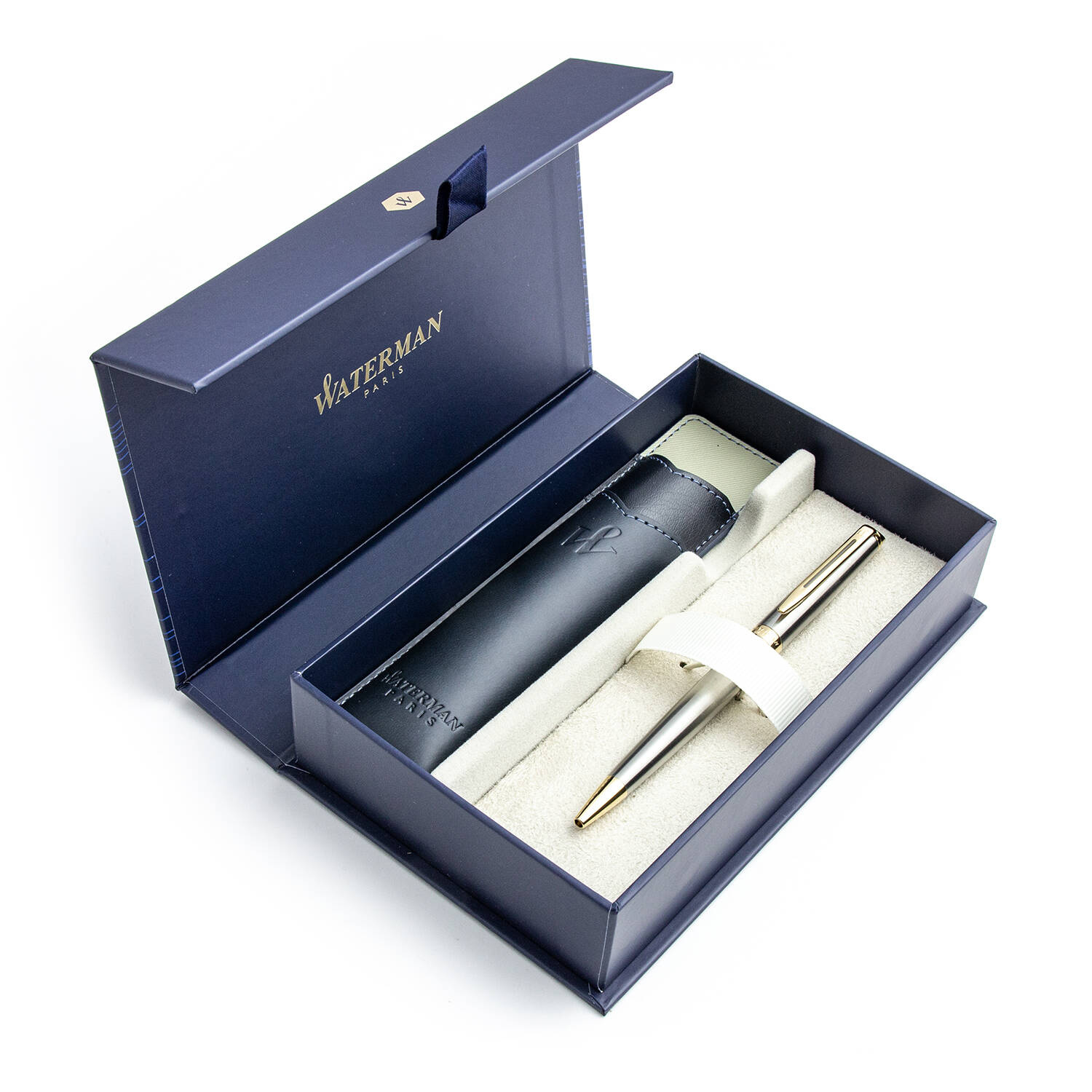 Waterman Hémisphère Steel GT Tušinukas ir dėklas dovanų dėžutėje