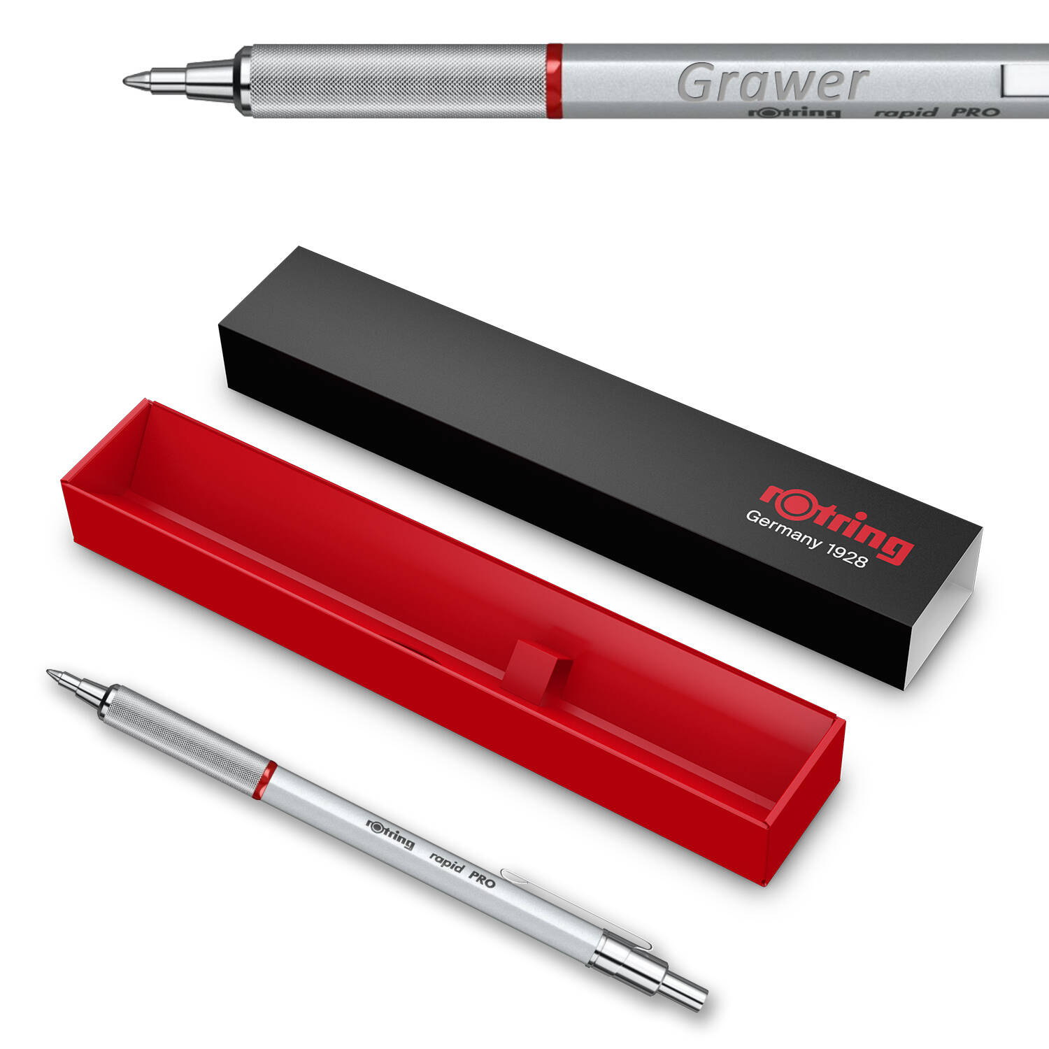 Rotring Rapid Pro Professional Silver Tušinukas su graviravimu