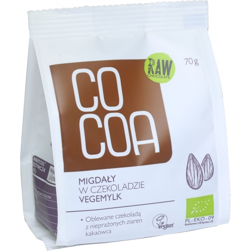 Ekologiški migdolai veganiškame šokolade „Vegemilk“ – 70 g- COCOA