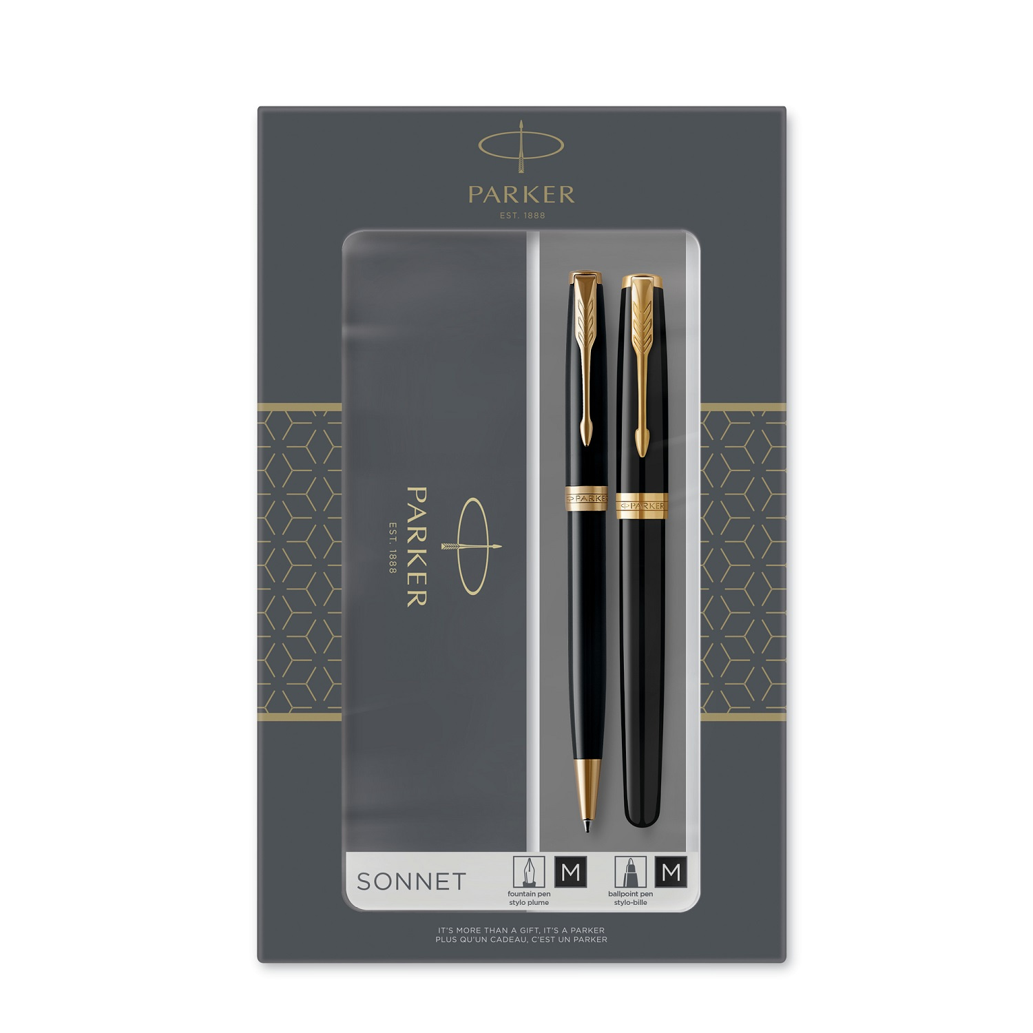 Parker plunksnakočių ir tušinukų rinkinys Sonnet Black GT su graviravimu