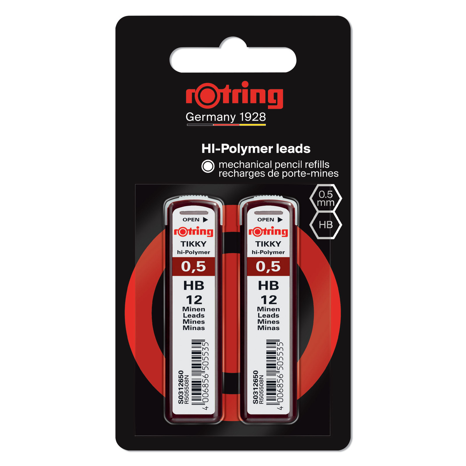 Rotringo grafito rinkinys 0,5 mm - 2 vnt. - 2221256