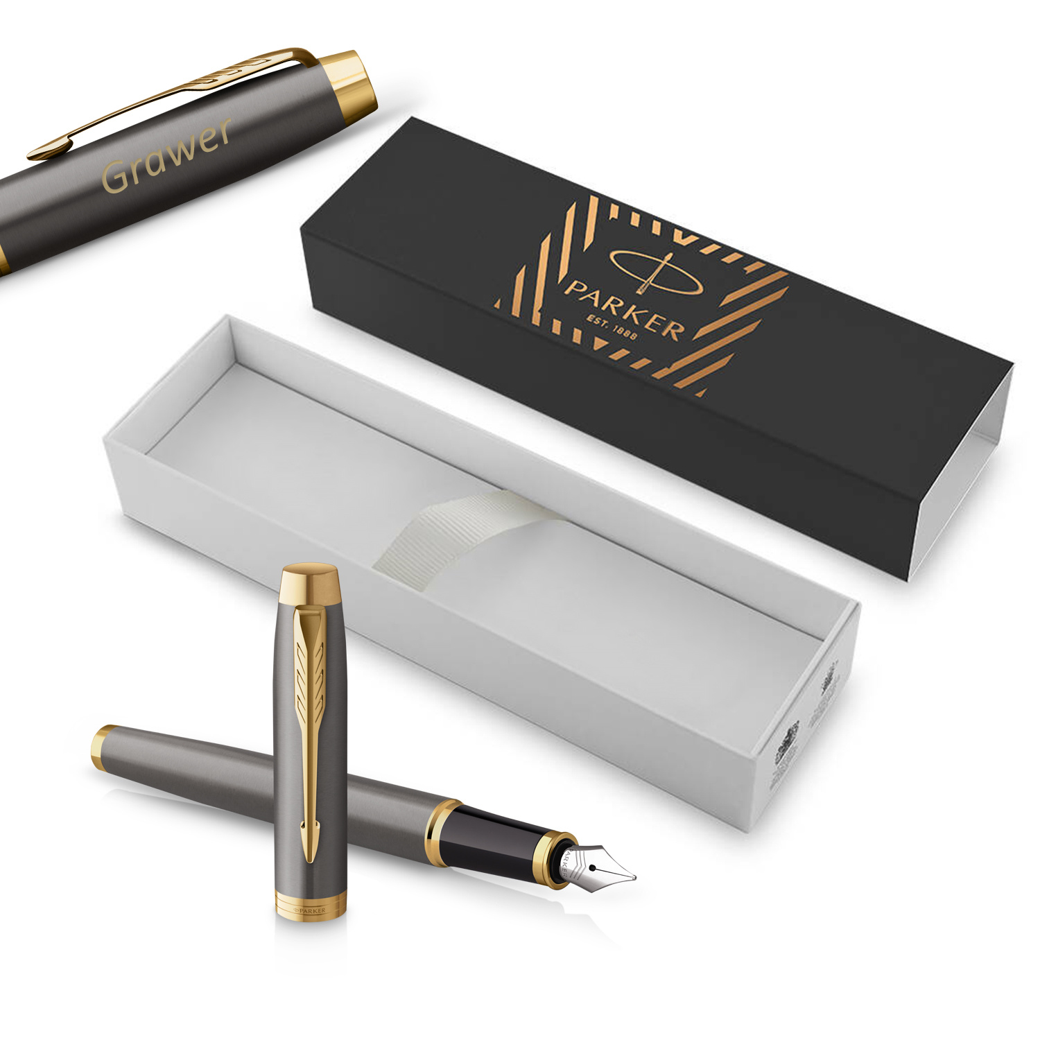 Parker IM Core Grey GT M plunksnakotis su graviravimu