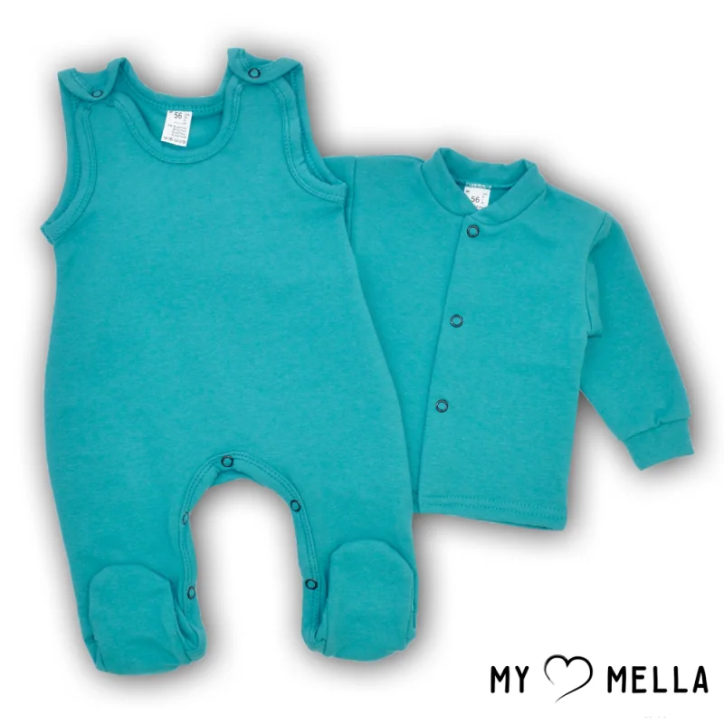Šliaužtinukas ir marškinėliai pašiltintos medvilnės 56, 62 cm. Žalia : Dydžiai - 56, Spalva - Žalia