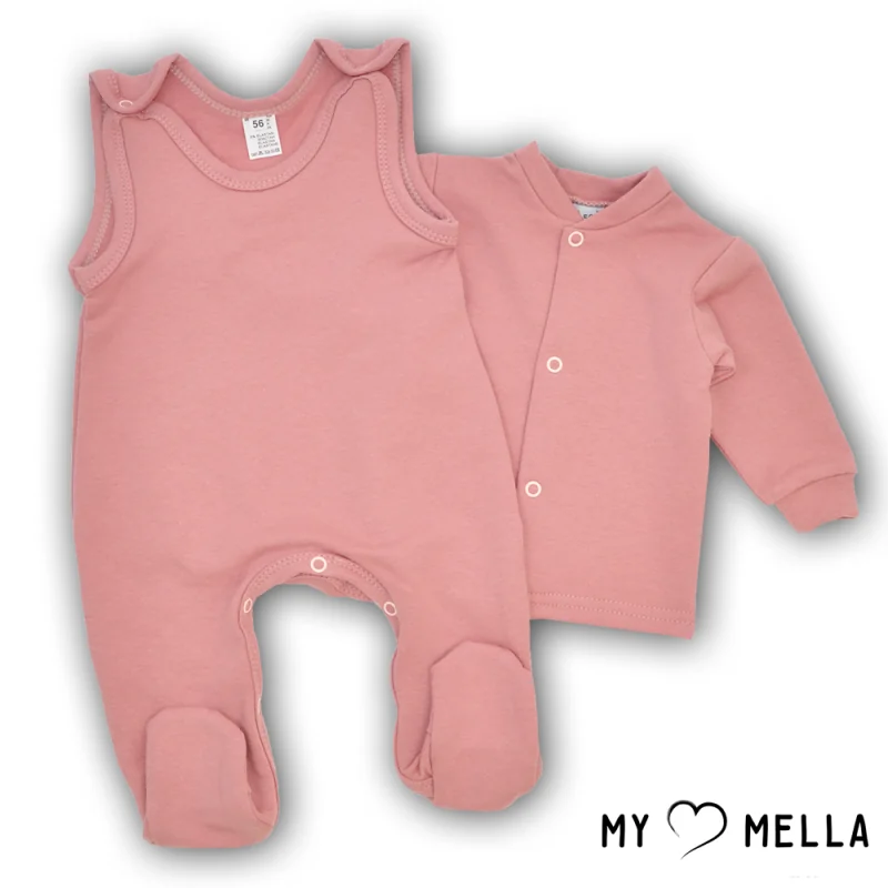Šliaužtinukas ir marškinėliai pašiltintos medvilnės 56, 62 cm. Rausva : Dydžiai - 56, Spalva - Rožinė