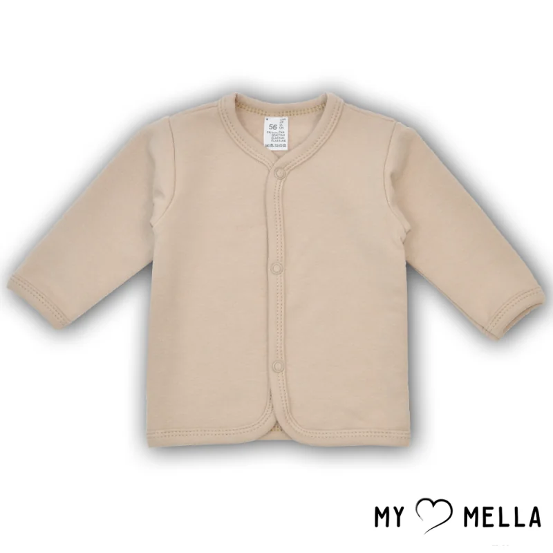 Švarkelis kūdikiui pašiltintos medvilnės 56, 62 cm. Smėlinė : Dydžiai - 56, Spalva - Smėlinė