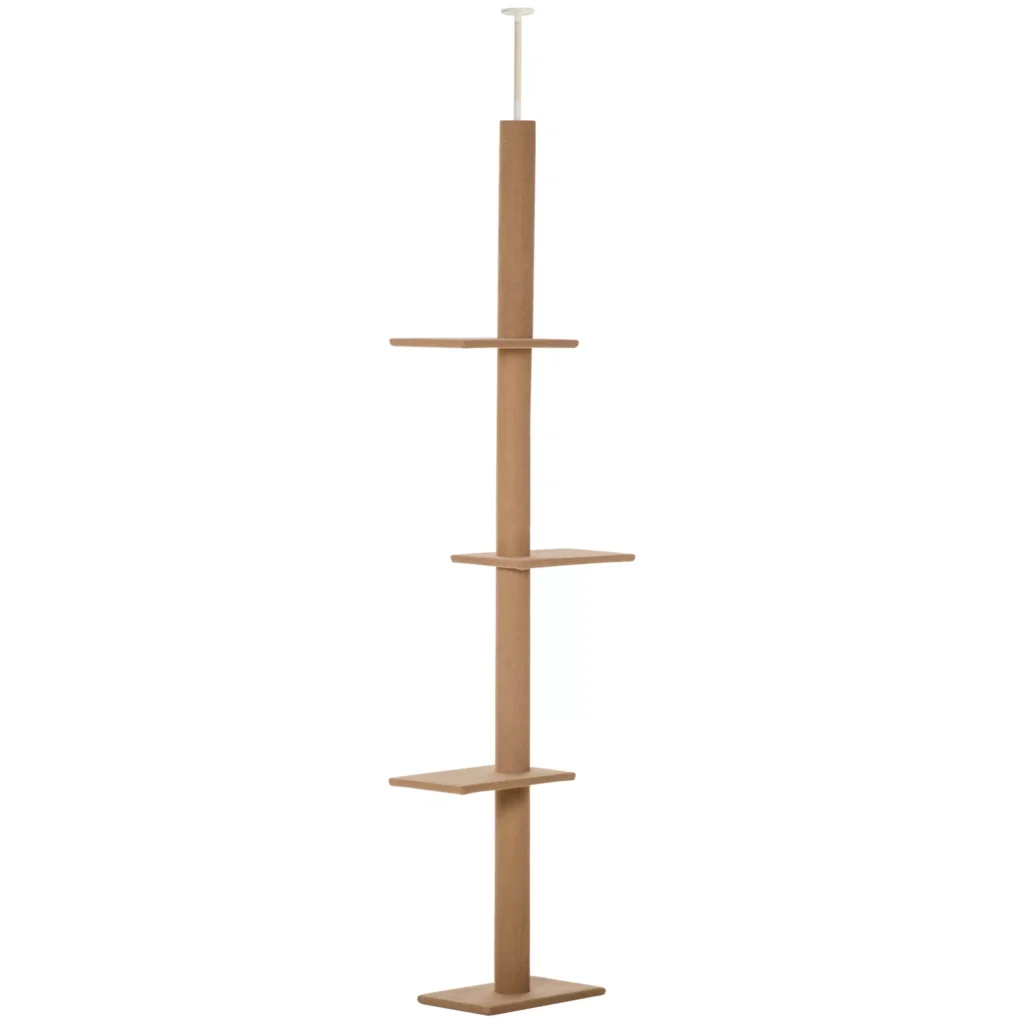 Reguliuojamo aukščio draskyklė katėms, šviesiai rudos spalvos, 43x27x228-260 cm