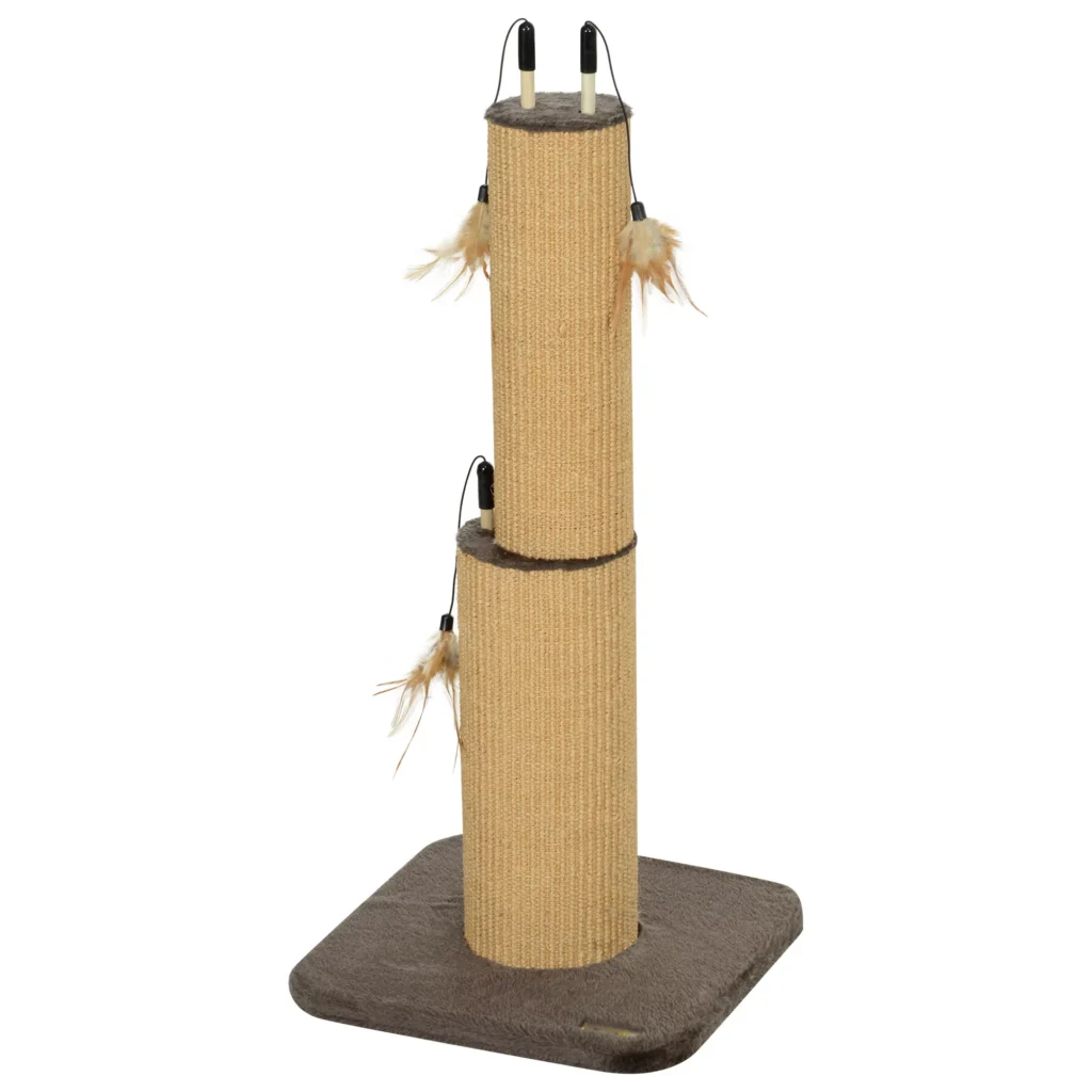 Kačių draskyklė su plunksnomis, 78 cm, ruda