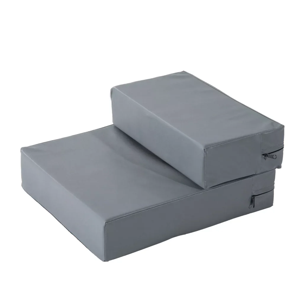 Sulankstomi dviejų pakopų laipteliai katėms ir šunims, pilkos spalvos, L45xW39xH20 cm