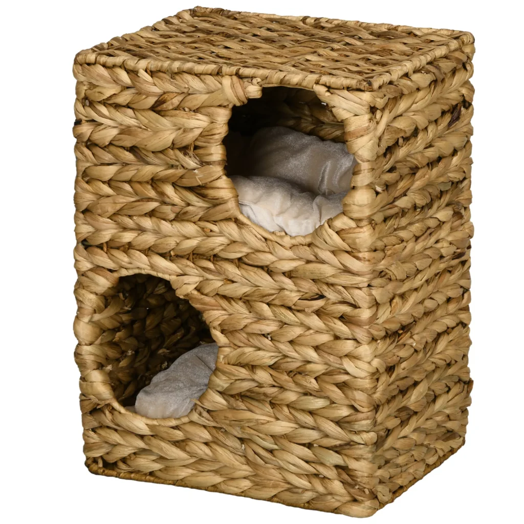 Kačių draskymo stovas su 2 urvais, pagalvėle, 55 cm