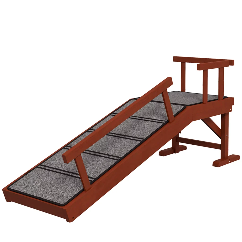 Rampa augintiniams su nuimamais turėklais, augintiniams iki 30 kg, 125 x 40 x 56 cm, pilka