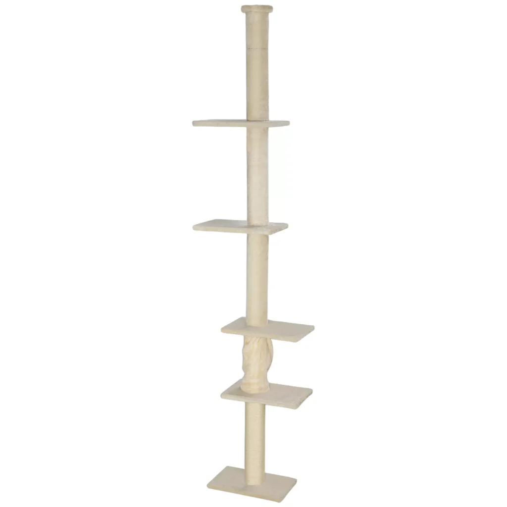 Aukšta kačių draskyklė 225-275 cm su platformomis, kreminės spalvos