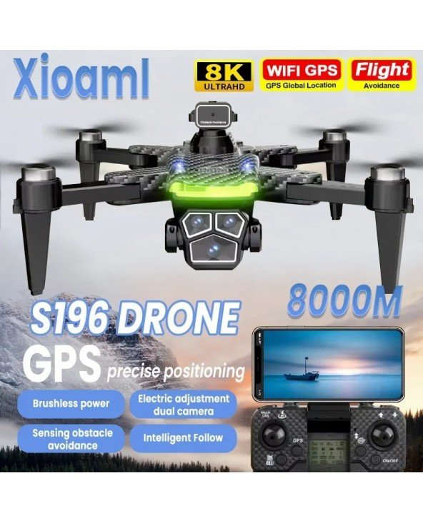 Naujas originalus S196 GPS dronas 8K 5G profesionalus HD oro fotografavimas su dviem kameromis kliūčių išvengimo keturių rotorių