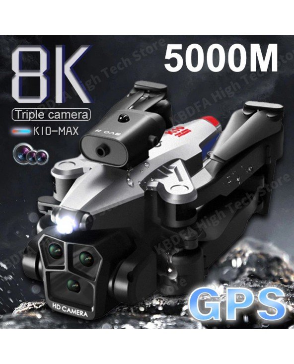 K10 Max Drone Profesionalios oro fotografijos orlaivio 8K trijų kamerų HD vieno klavišo grįžimo kliūčių išvengimo GPS dronas