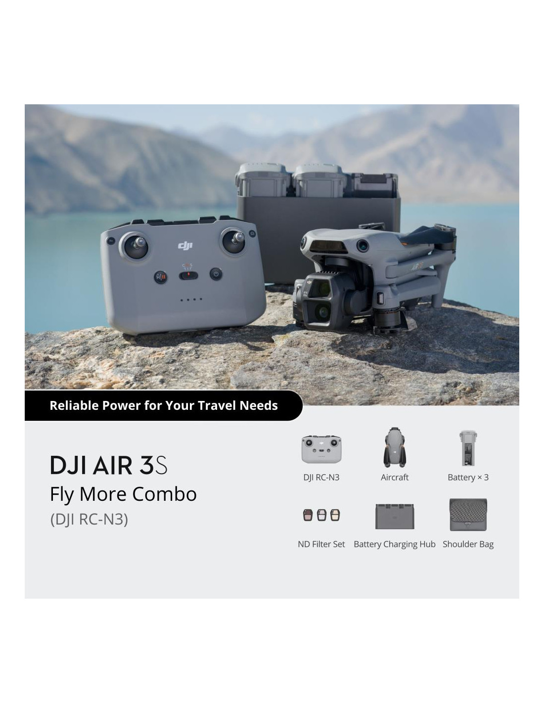 Drone, DJI, Air 3S Fly More Combo (DJI RC-N3), Consumer, CP.MA.00000815.01