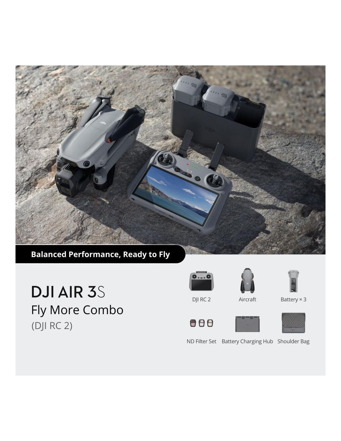 Drone, DJI, Air 3S Fly More Combo (DJI RC 2), Consumer, CP.MA.00000816.03