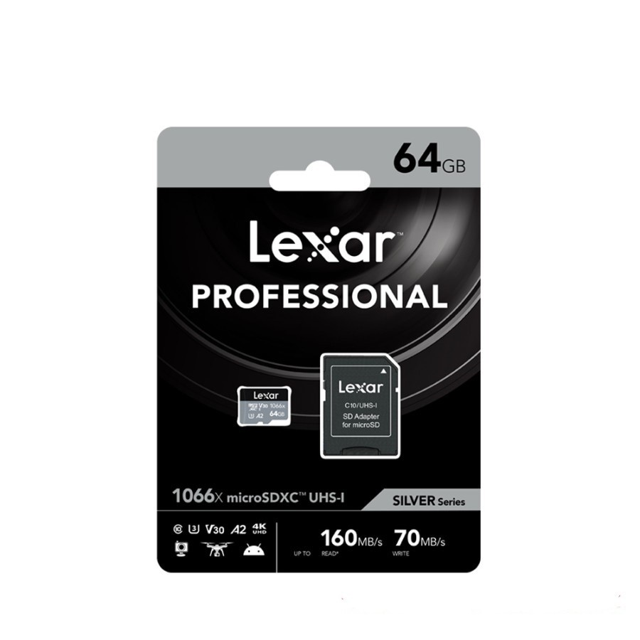 Lexar Pro 1066x Micro SD (su adapteriu)R160/W70 64GB