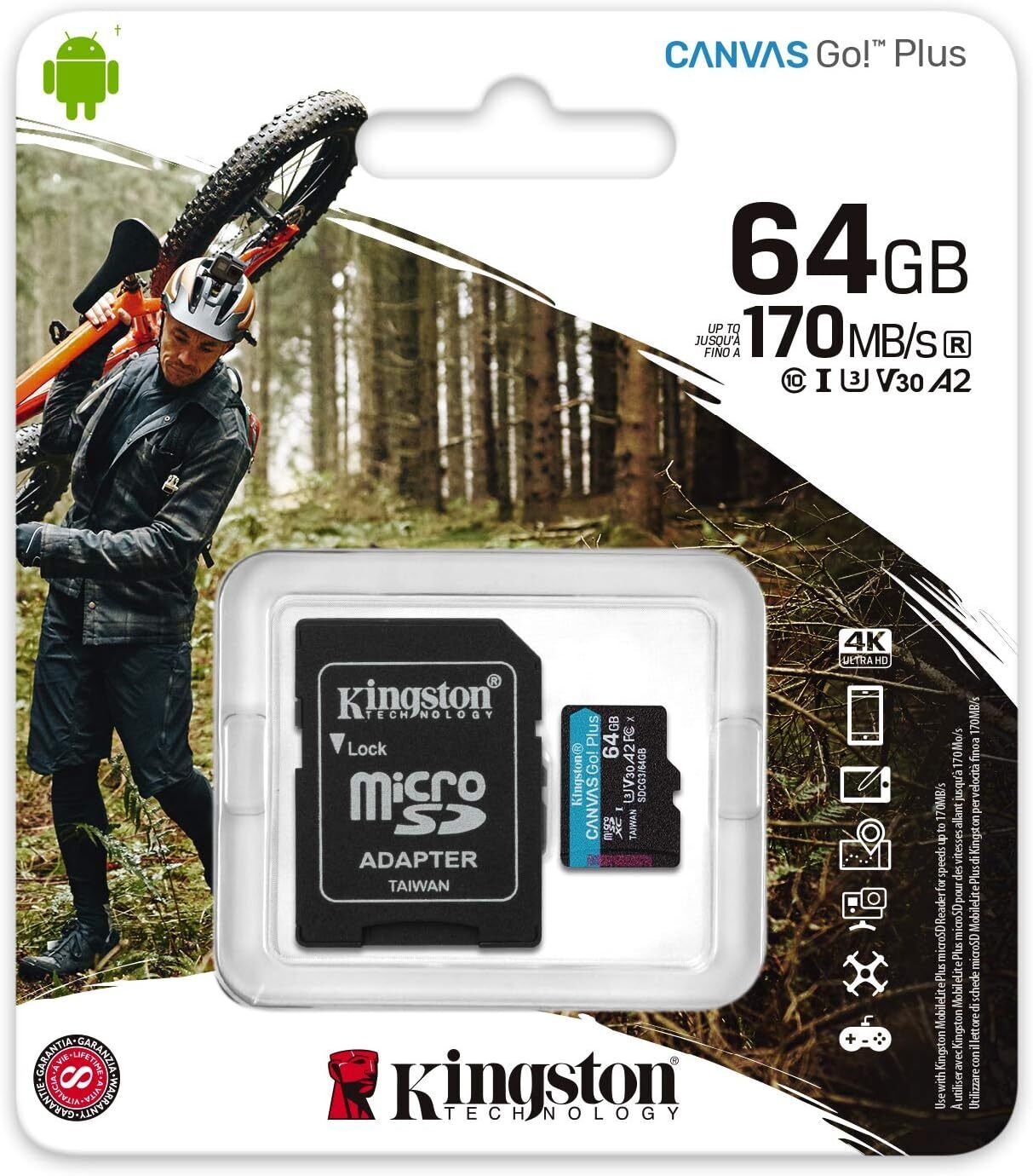 KINGSTON 64GB microSD 170R (su adapteriu)