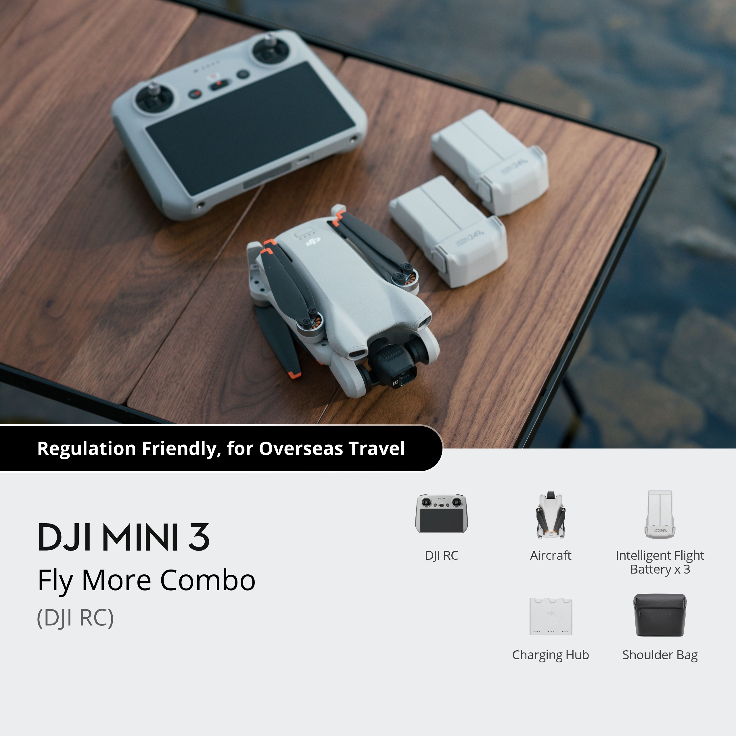 DJI Mini 3 Fly More Combo dronas su RC valdymo pultu su ekranu ir papildomais aksesuarais +DOVANA