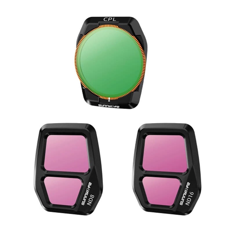 "Sunnylife" reguliuojamas objektyvo filtras A3S-FI925CPL, CPL+ND8+ND16, skirtas AIR 3S 3vnt.