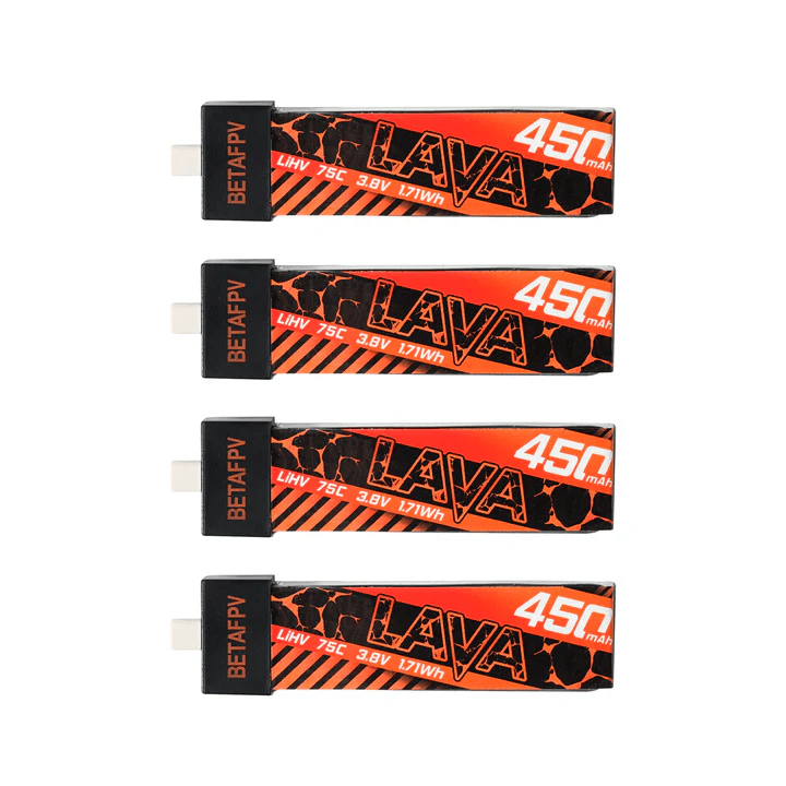 Baterija BETAFPV LAVA 1S 450mAh 75C - BT2.0 (4vnt)