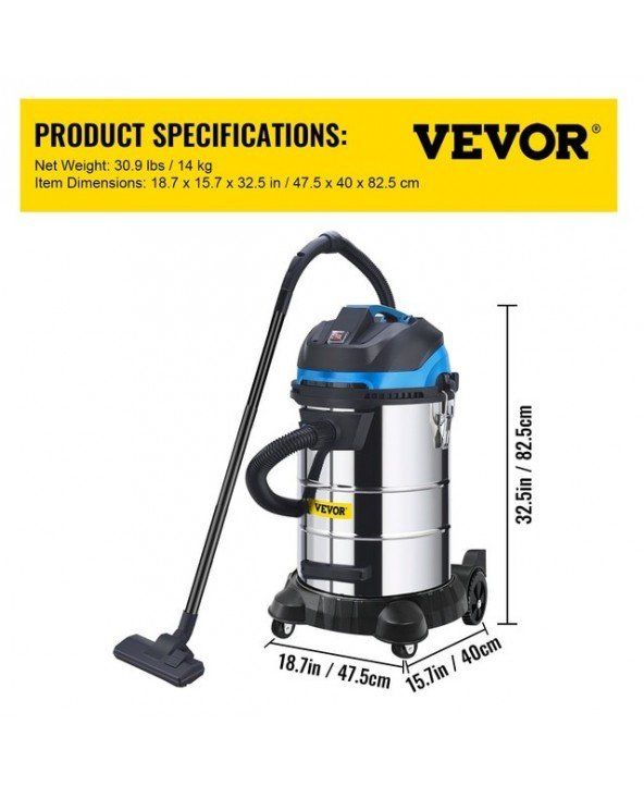 VEVOR šlapias ir sausas dulkių siurblys 6,5-13,5 gal. HEPA filtravimo sistema