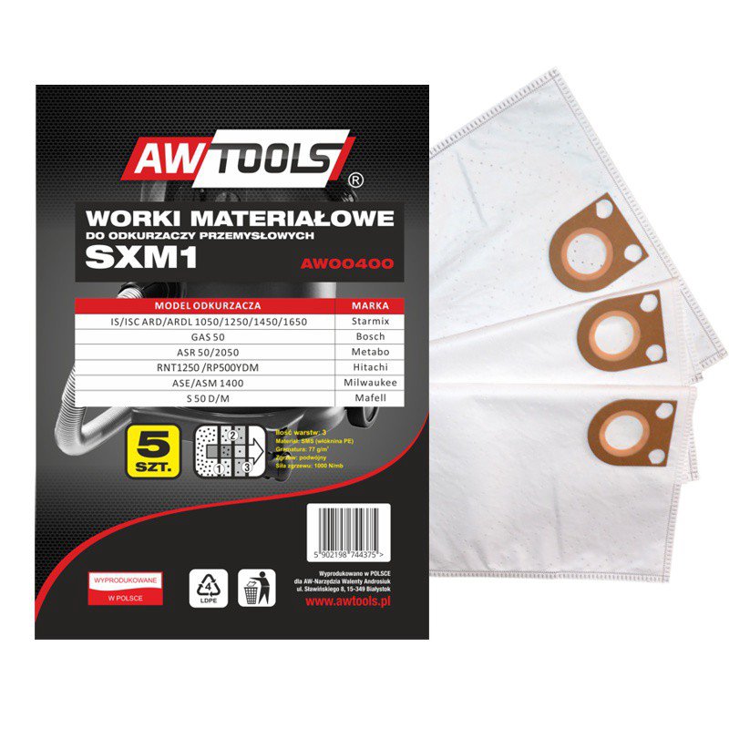 A vacuum cleaner bag AWTools of microfibrous SXM1 GAS 50/STARMIX 5 pieces (AW00400)