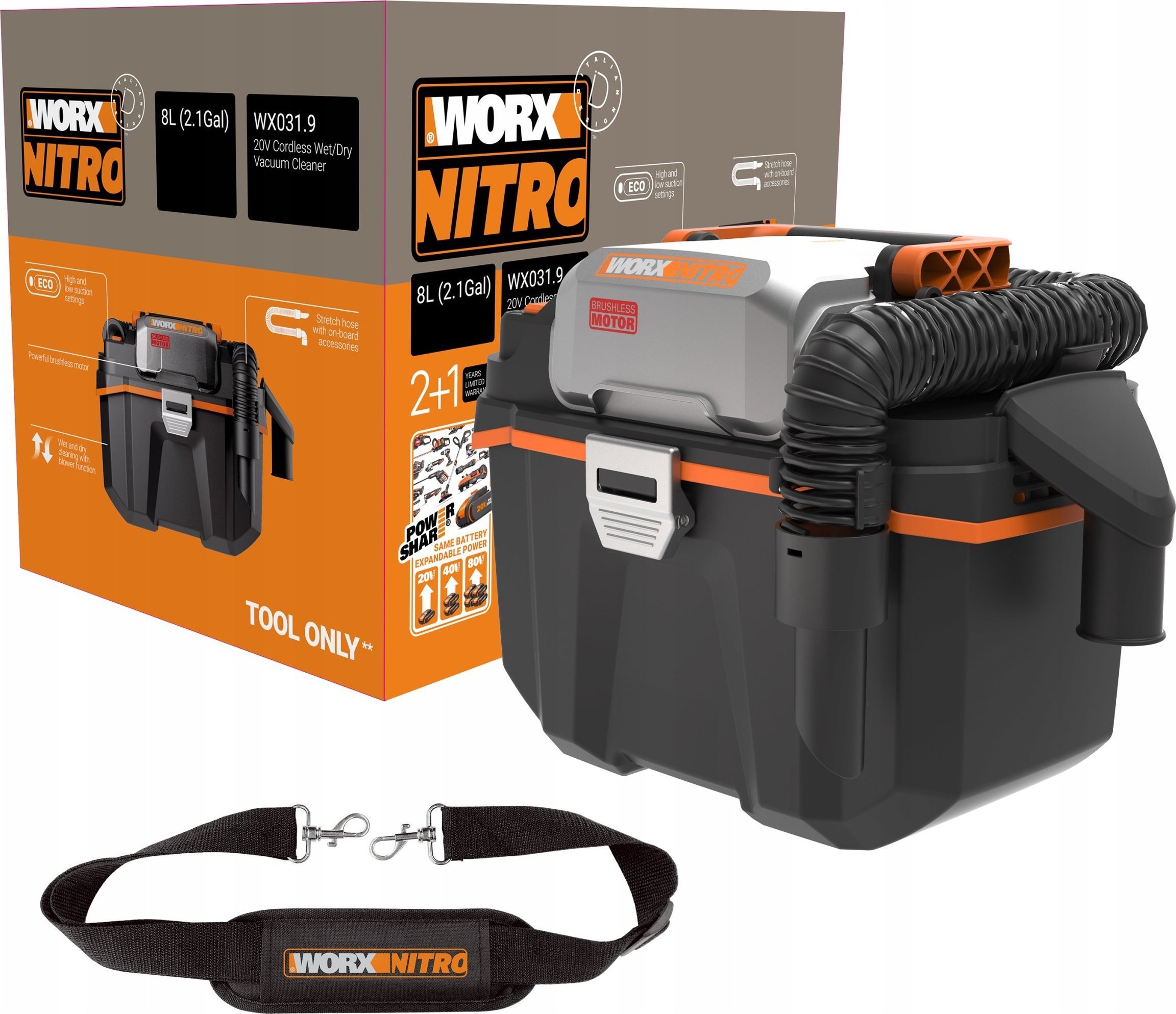 Industrial vacuum cleaner Worx Brushless Vacuum Cleaner WX031.9 Battery