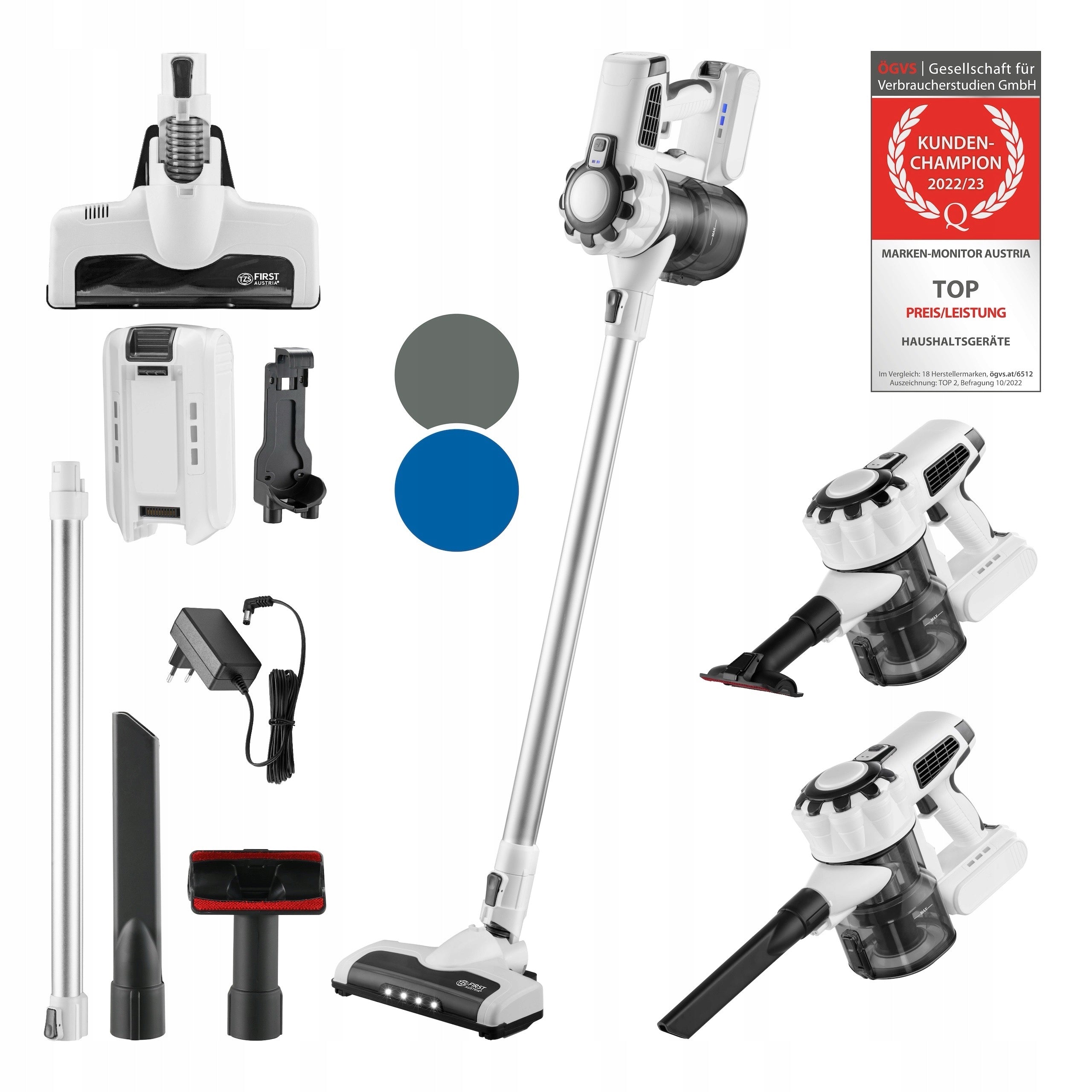 Belaidis vertikalus dulkių siurblys Li-ion 22,2V – FIRST AUSTRIA