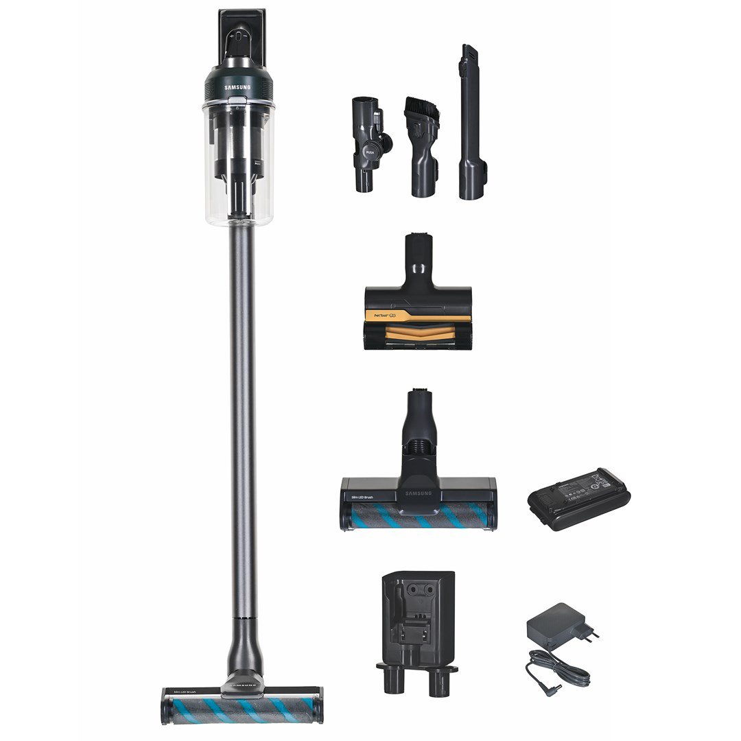 Samsung VS20C852CTN 2-in-1 stick vacuum Baterija Sausa Bemaišis 580 W Juoda, Chromas, Žalia, Medis