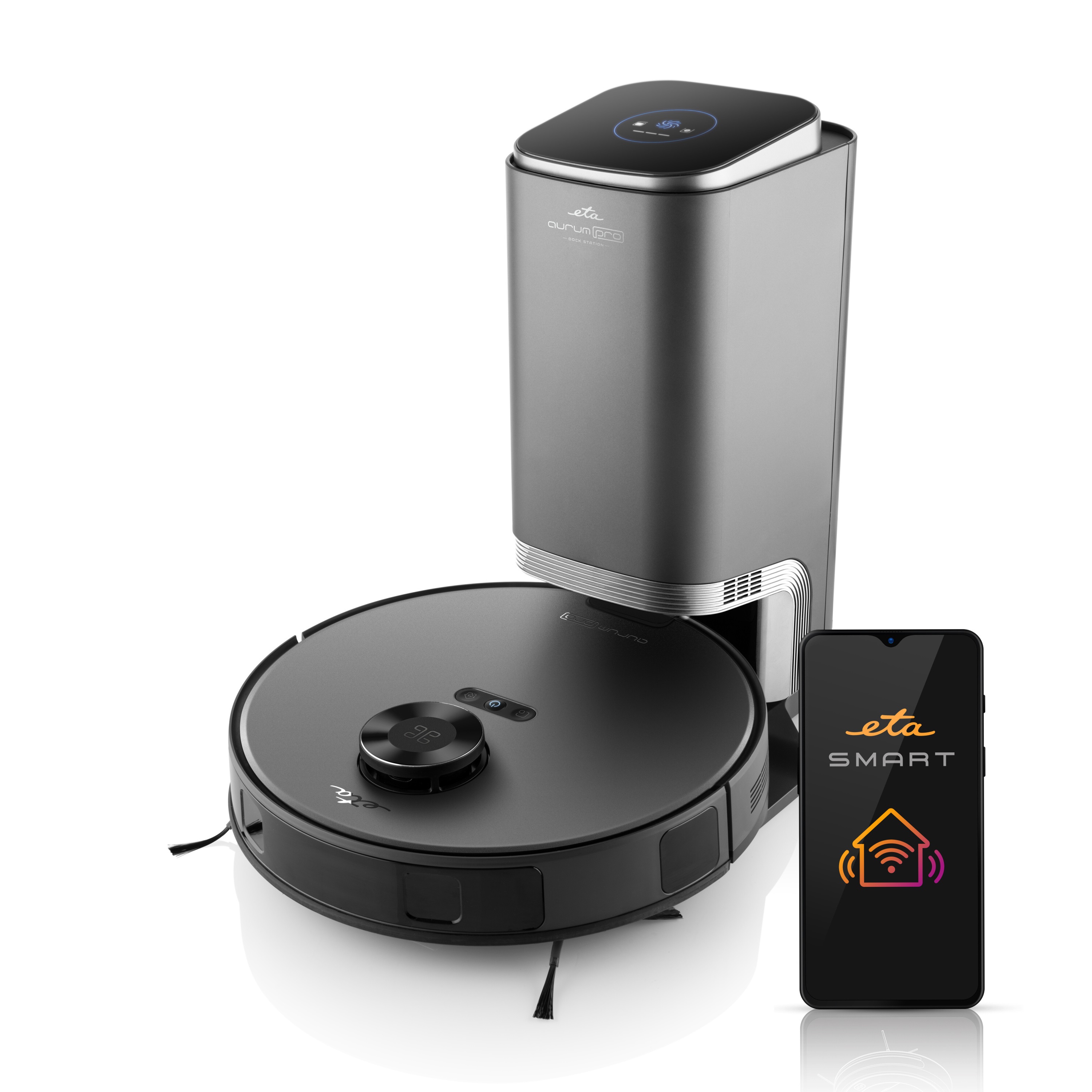Dulkių siurblys robotas ETA Robot Vacuum Cleaner Aurum PRO ETA624190000 Wet&Dry Operating time (max) 240 min Li-ion 5200 mAh Dust capacity 0.25 L Gre