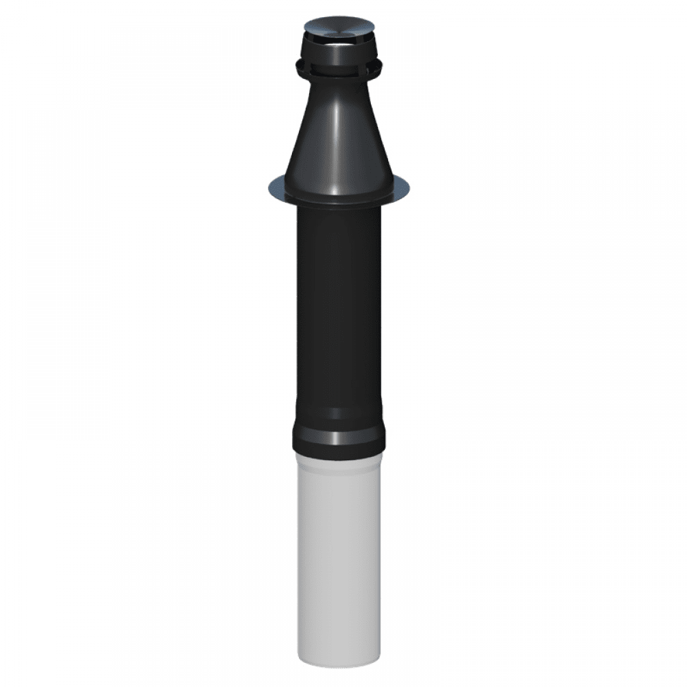 Kamino terminalas koncentrinis vertikalus DN60/100 (juodas)