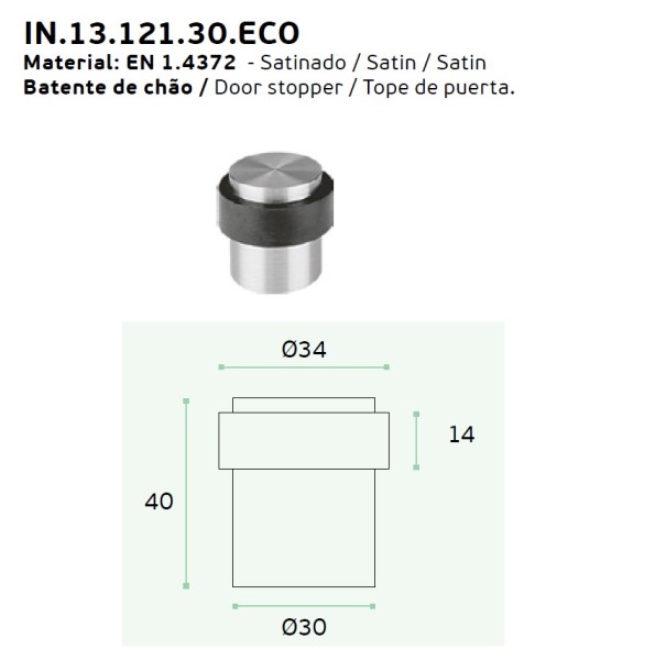 Atrama durų 40 mm nerūdijančio plieno spalvos DSS-05 JNF
