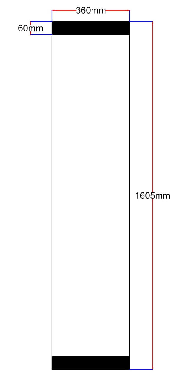 Dušo kabinos šoninis stiklas tiesus 360x1605 mm 2011 grey 3.134
