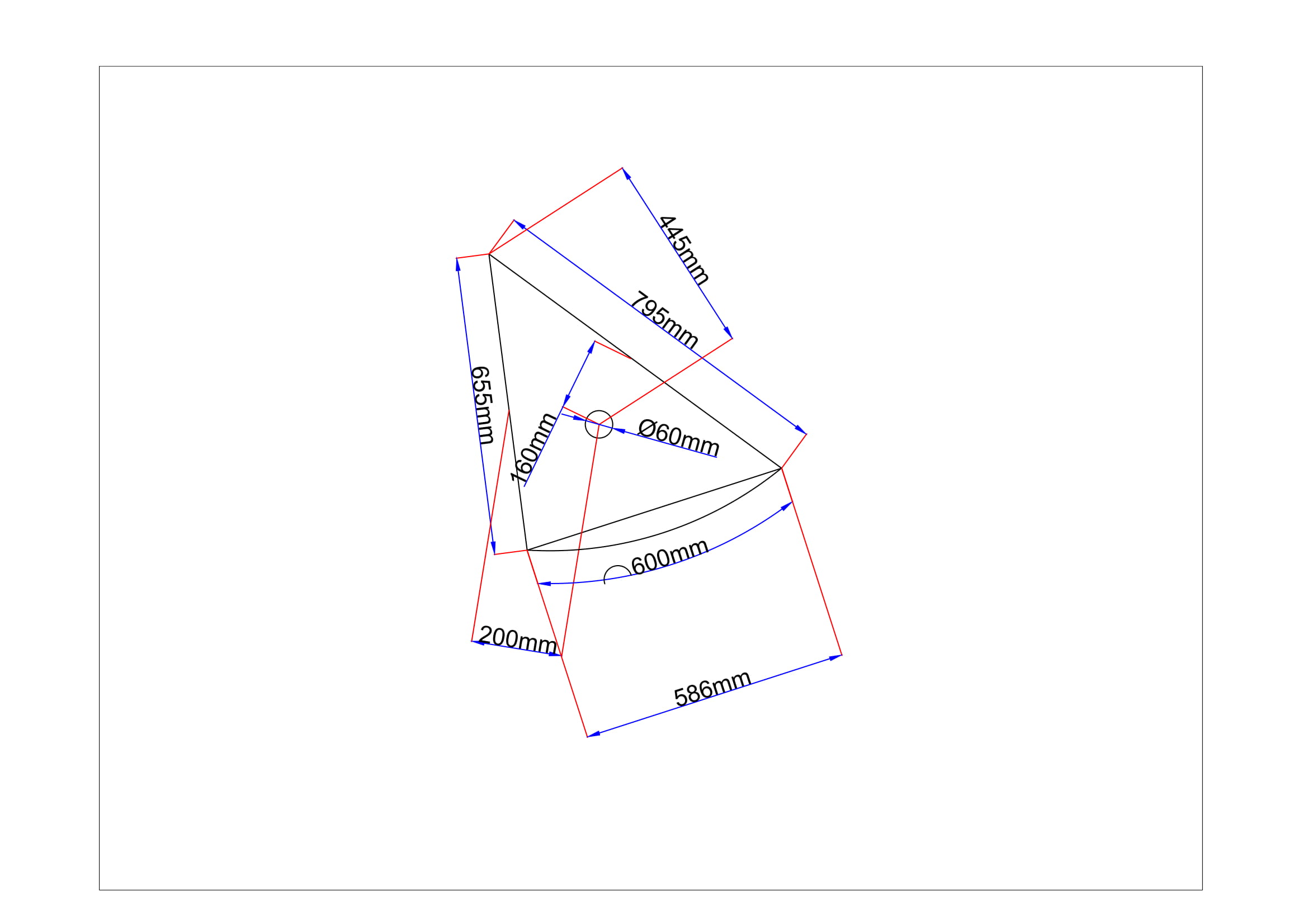 Pusiau veidrodinis stiklas 655x795x586