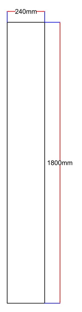 Dušo kabinos šoninis stiklas tiesus 240x1800 grey 3.73.