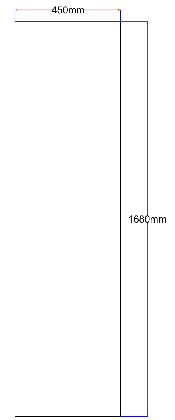 Dušo kabinos šoninis stiklas tiesus 450x1680 fabric 3.129.