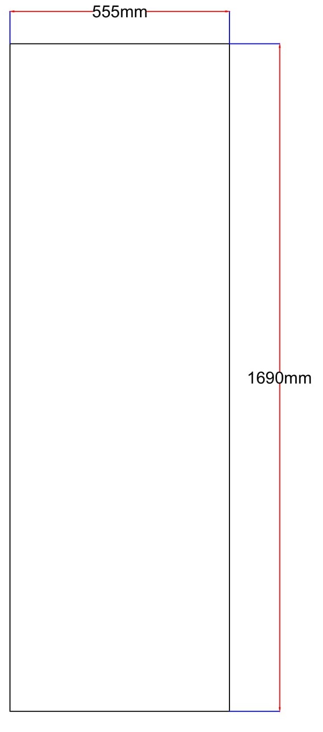 Dušo kabinos šoninis stiklas tiesus 550x1690 grey 3.114.