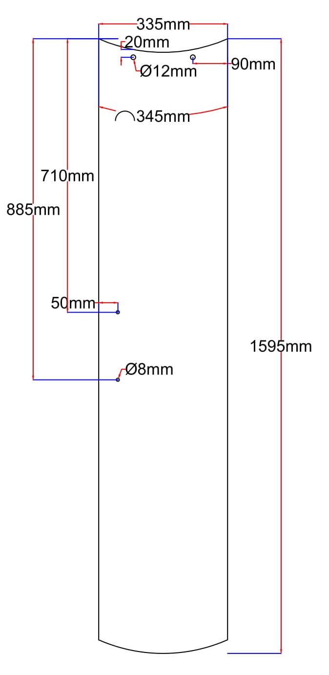 Dušo kabinos durys lenktos 335x1595 grey 2.72. D