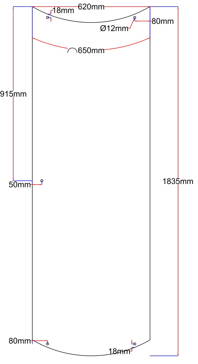 Dušo kabinos durys lenktos 620x1835 (lenkta dalis 650 mm) fabric 2.76.