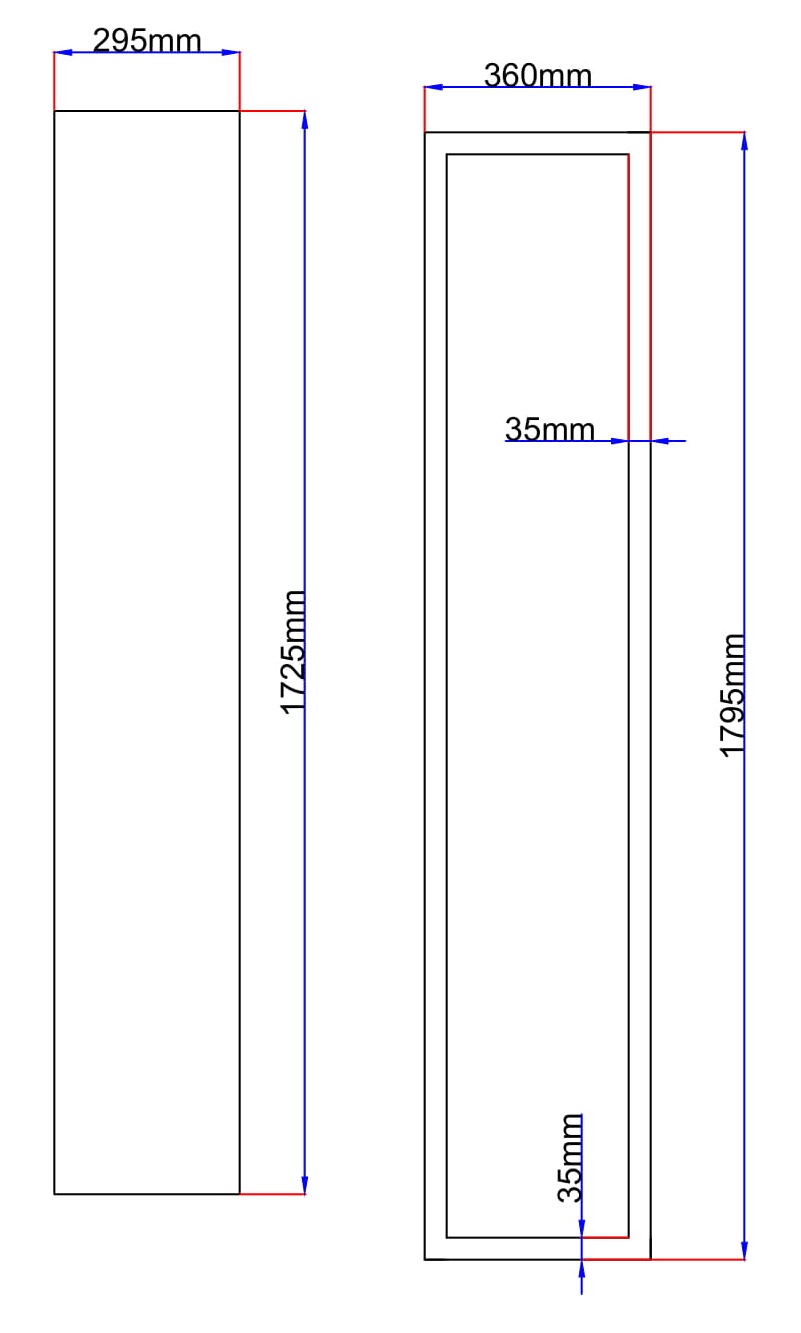 Dušo kabinos šoninis stiklas tiesus 295x1725 fabric, stiklas rėme (stiklas 310x1740 mm) 6.9.