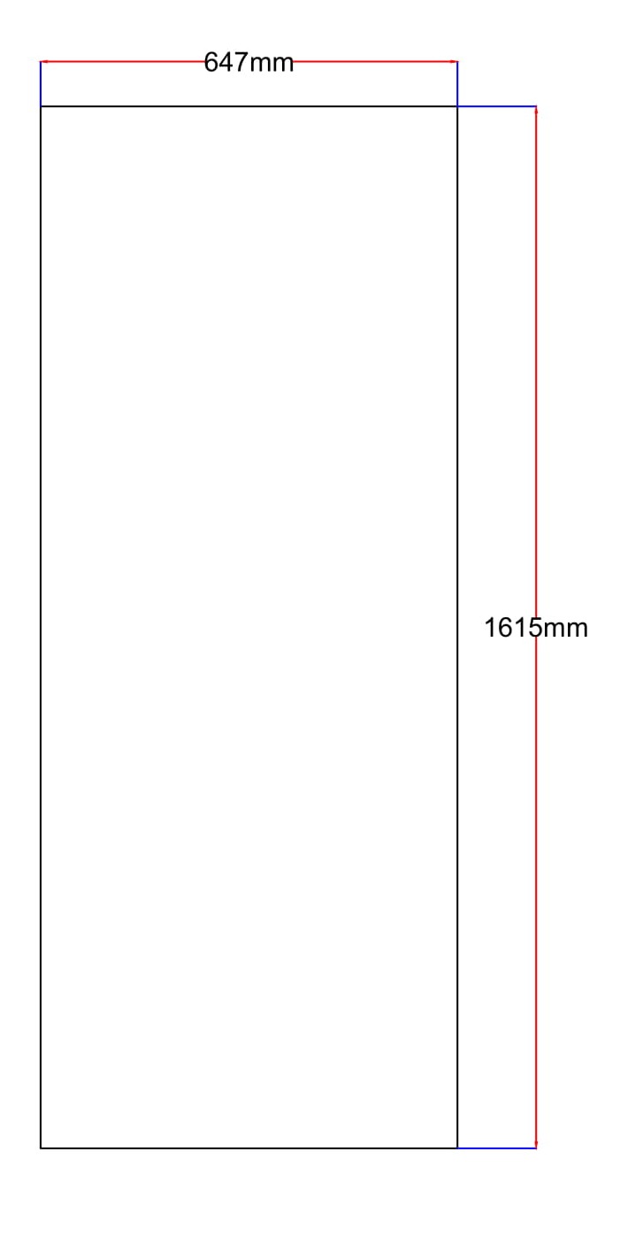 Dušo kabinos šoninis stiklas tiesus 647x1615 baltas 3.135