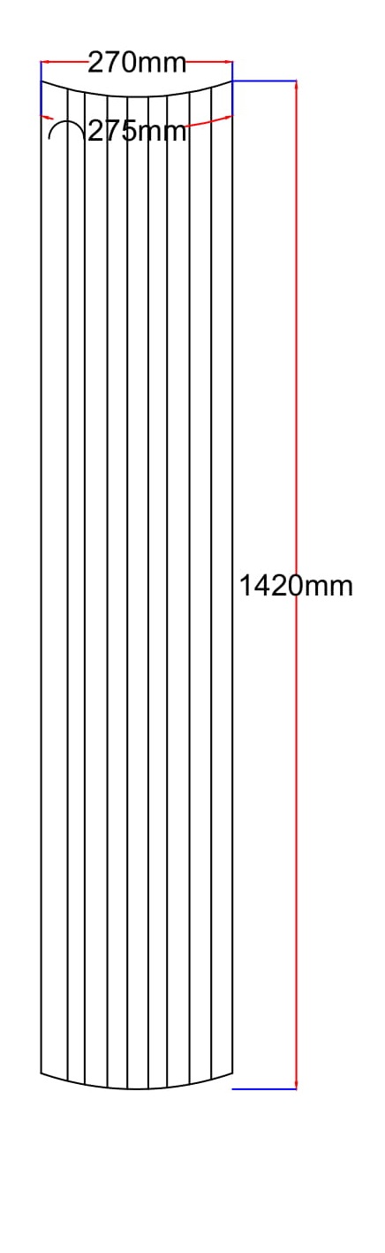 Dušo kabinos šoninis stiklas lenktas 270x1420 (275 mm) dekoras 4.33