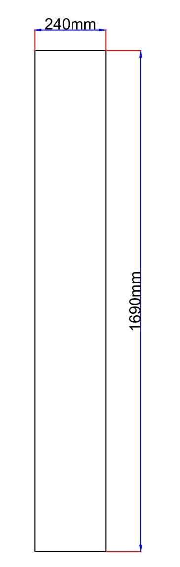 Dušo kabinos šoninis stiklas tiesus 240x1690 grey 3.5.