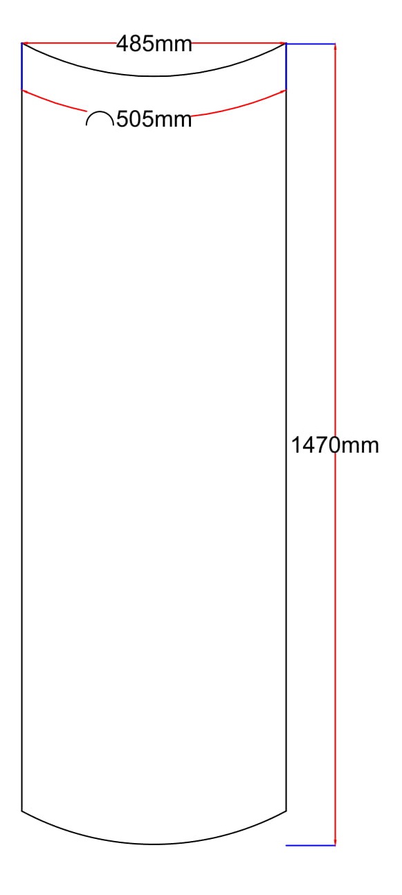 Dušo kabinos šoninis stiklas lenktas 485x1470 grey 4.20.