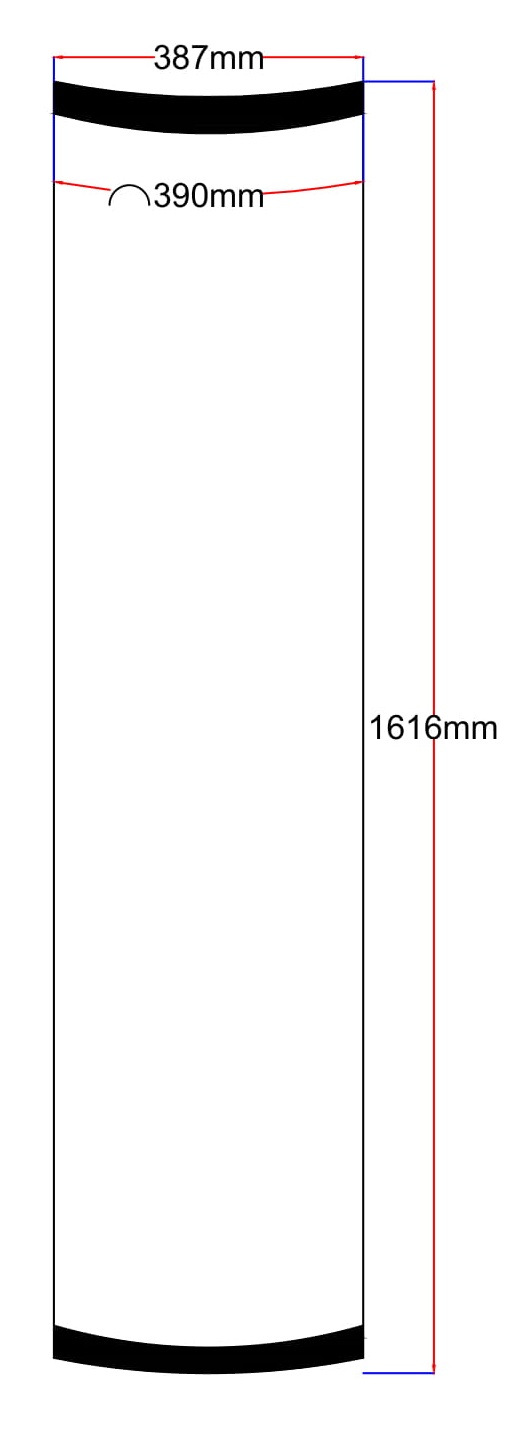 Dušo kabinos šoninis stiklas lenktas 387x1616 grey dekoras 4.7.