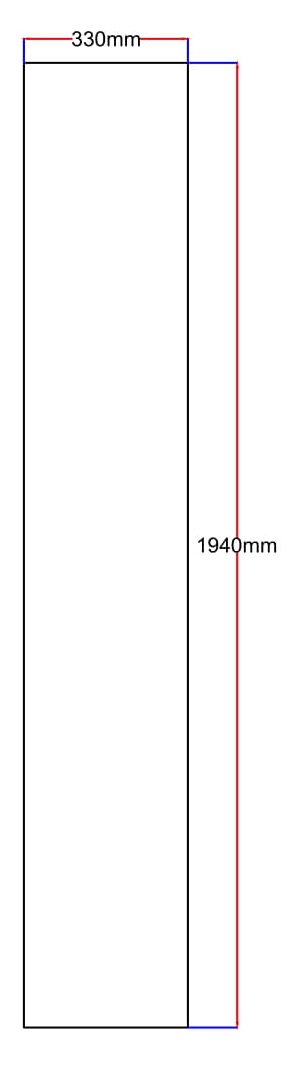 Dušo kabinos šoninis stiklas tiesus 330x1940 grey 3.15.