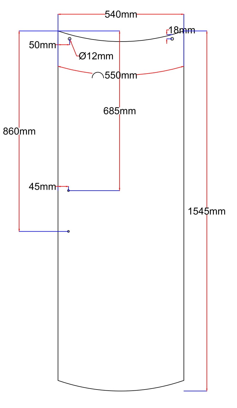 Dušo kabinos durys lenktos 540x1545 grey 2.18.