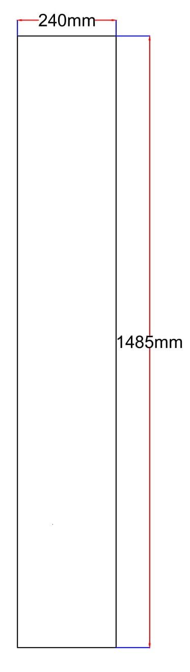 Dušo kabinos šoninis stiklas tiesus 240x1485 melsvas 3.111.
