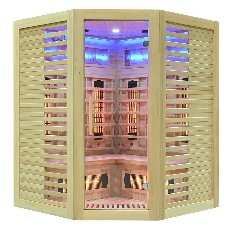 Infraraudonųjų Spindulių Sauna AMO-RL3CS Su Druskos Akmeniu 150x150x190cm Trivietė