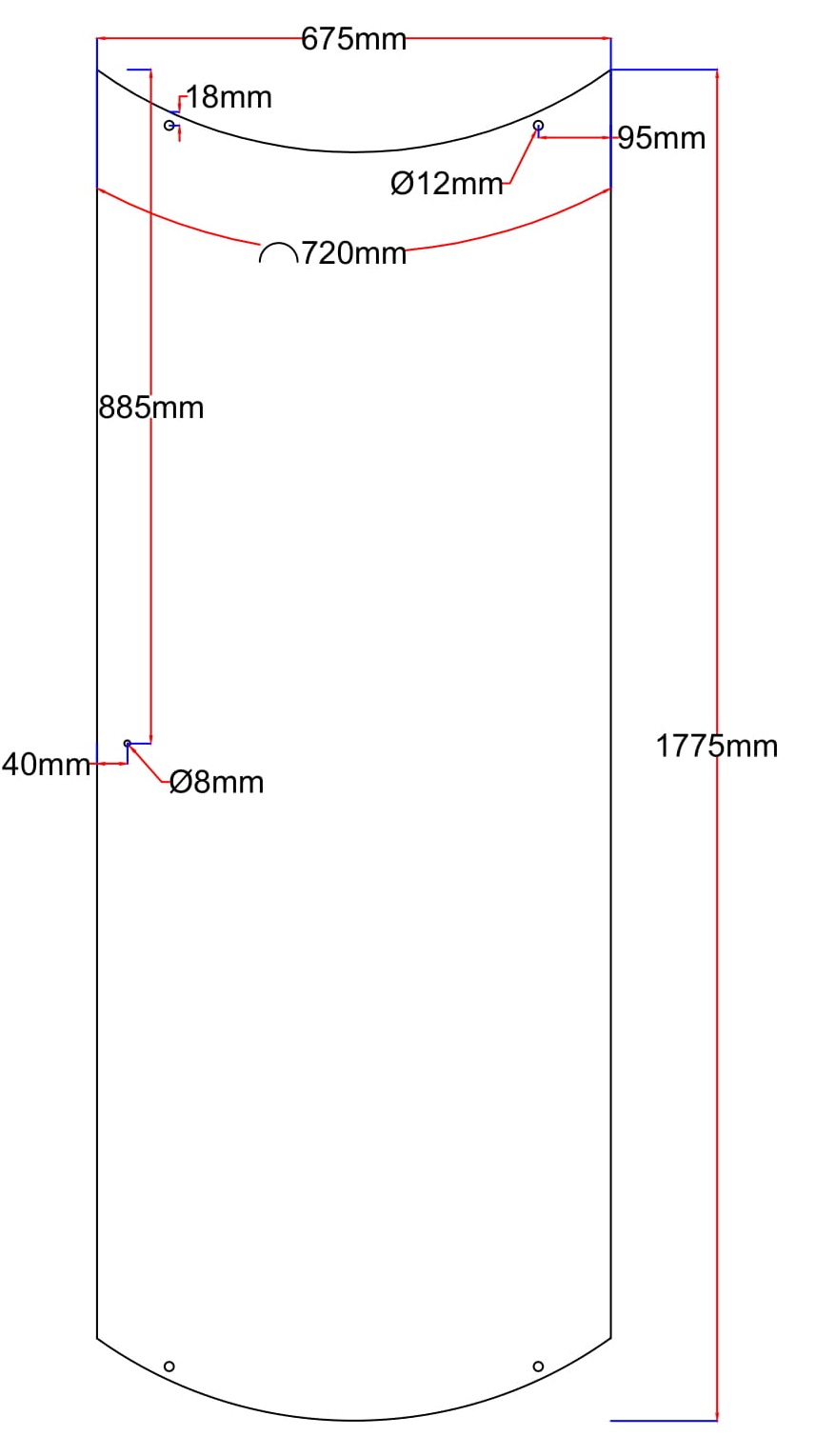 Dušo kabinos durys lenktos 675x1775 (lenkta dalis 720 mm) fabric 2.65.